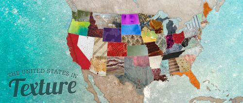 Map of USA with different collage patterns