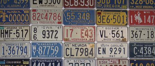Wall of license plates