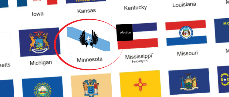 State flags with Minnesota proposed flag